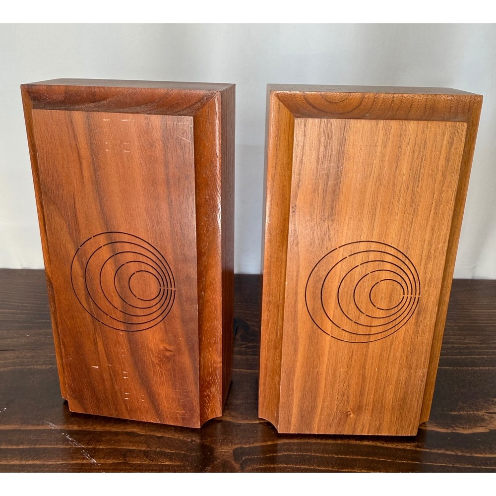 Vintage Lasercraft‎ Solid American Walnut Laser Engraved Bookends MCM Geometric